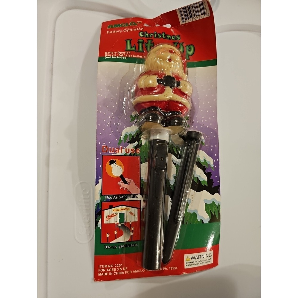 Amglo NIP Santa Claus Light-Up Stick Christmas Holiday Yard Indoor Outdoor Decor